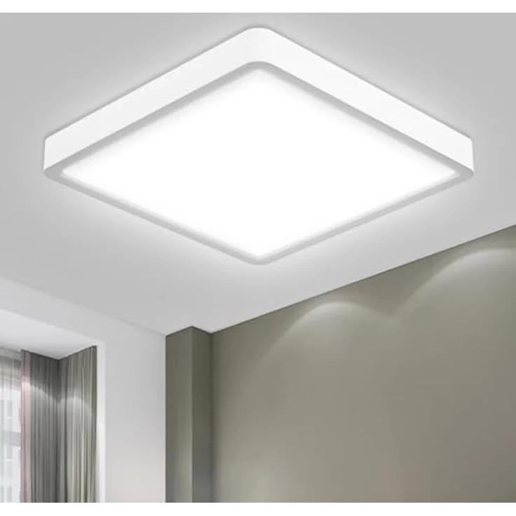 LQWELL Deckenleuchte LED Deckenlampe, IP44 Wasserfest Badlampe Quadrat Flach 18W 6000K 1600LM Moderne Lampe für Badezimmer Küche Büro, 220*24mm – Bild 1