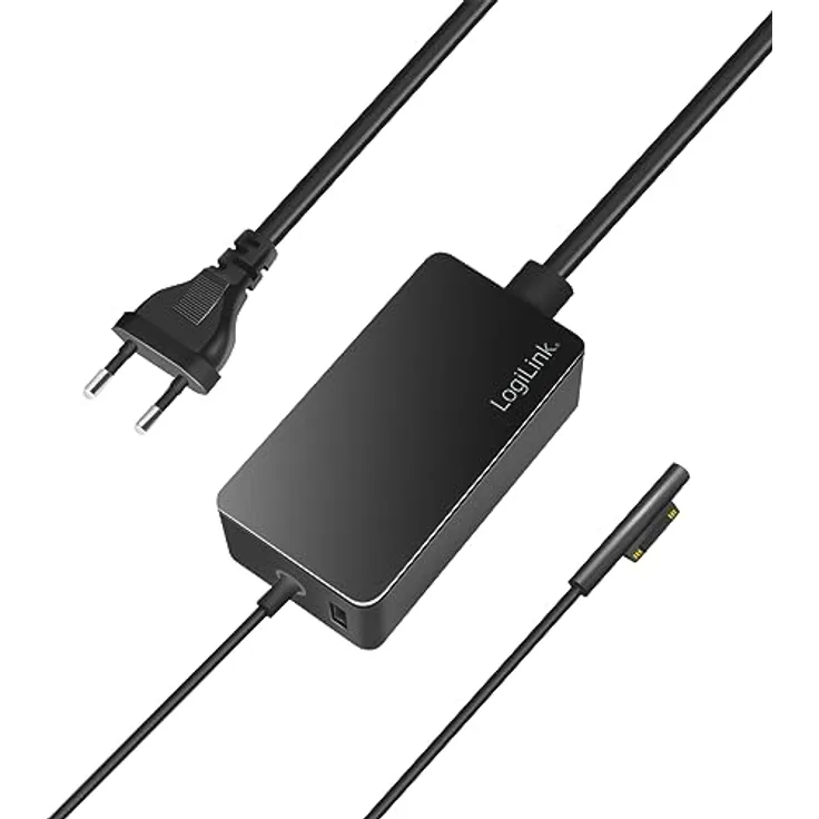 LogiLink PA0309, 65 W Notebook Netzteil für Microsoft Surface, Schwarz mit USB-Port zum gleichzeitigen Laden