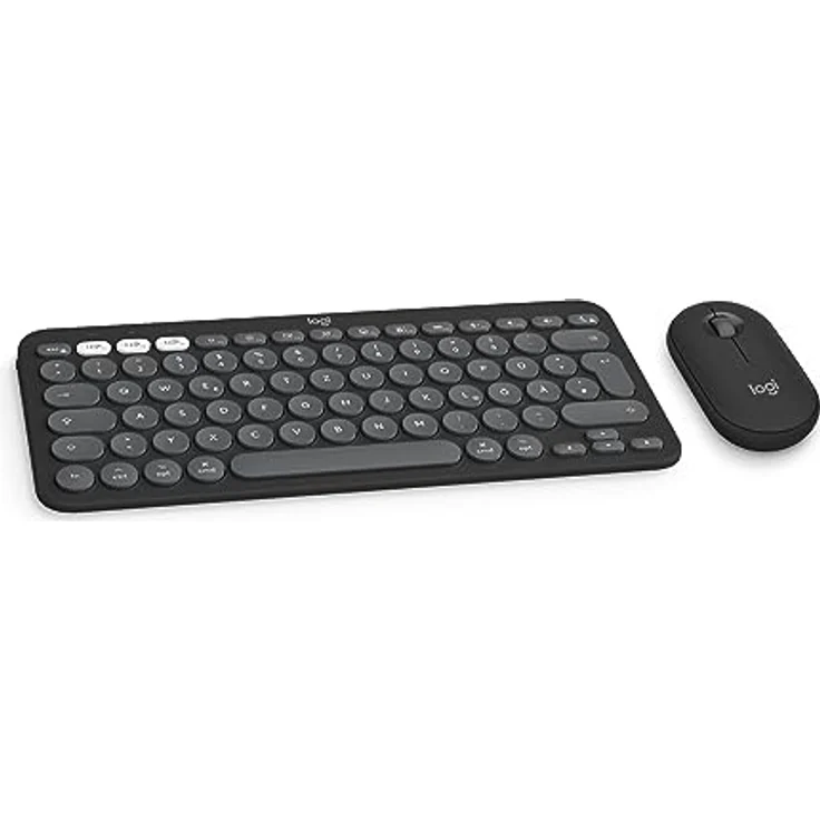 Logitech Pebble 2 Combo für Mac, kabellose Tastatur und Maus, schlank, leise und mobil, anpassbar, Bluetooth-Maus und -Tastatur, Easy-Switch, für macOS, iPadOS, Deutsches QWERTZ-Layout, Grafit – Bild 1