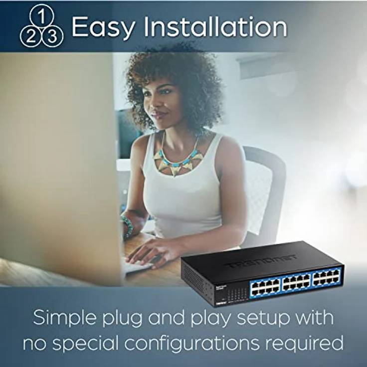 TRENDnet TEG-S25D 24-Port Gigabit Desktop Switch, 24 x Gigabit RJ-45 Ports, 48 Gbit/s Schaltleistung, lüfterloses Design, Metallgehäuse, internes Netzteil – Bild 3