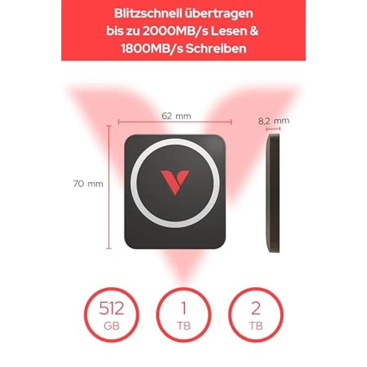 VERBATIM SnapBack SSD, externe magnetische Festplatte mit 512 GB, Mocha Metallic, 20 Gbps, MagSafe-kompatibel, Nero Backup-Software – Bild 3