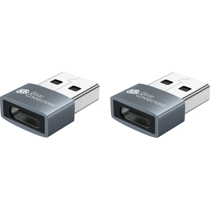 Good Connections USB2.0 Adapter A-St.-USB-C Bu. 2er Set, Hochwertige Verarbeitung, Grau, Plug and Play, Abwärtskompatibel