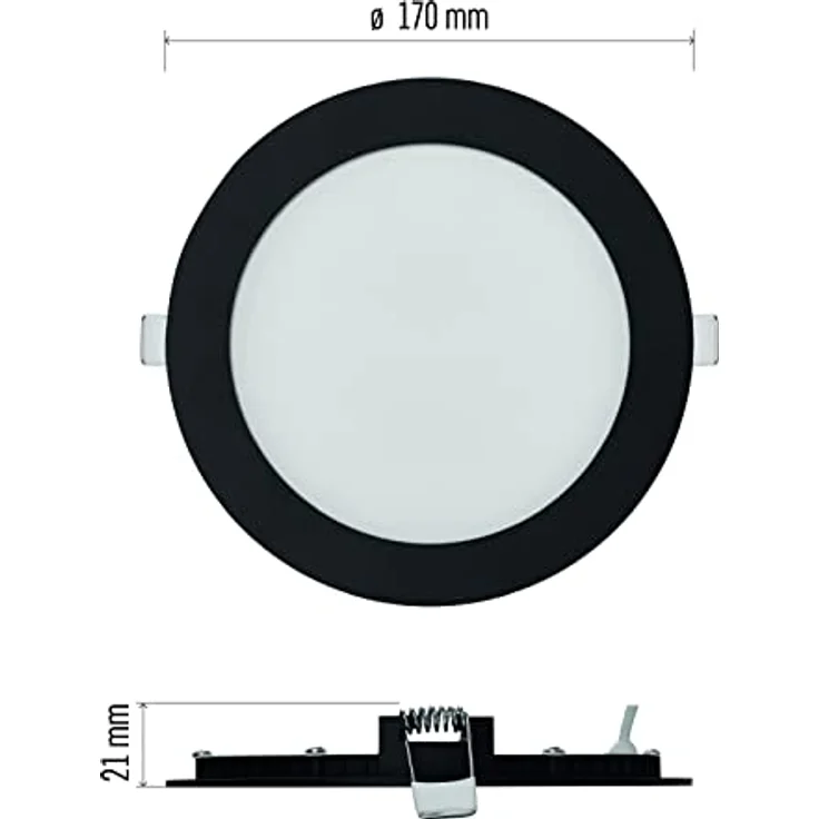 EMOS LED Panel 12,5 W, runde 1050 lm Einbauleuchte, Deckenleuchte, Schwarz, 3 einstellbare Lichtfarben, extra flach, inkl. LED-Treiber – Bild 5