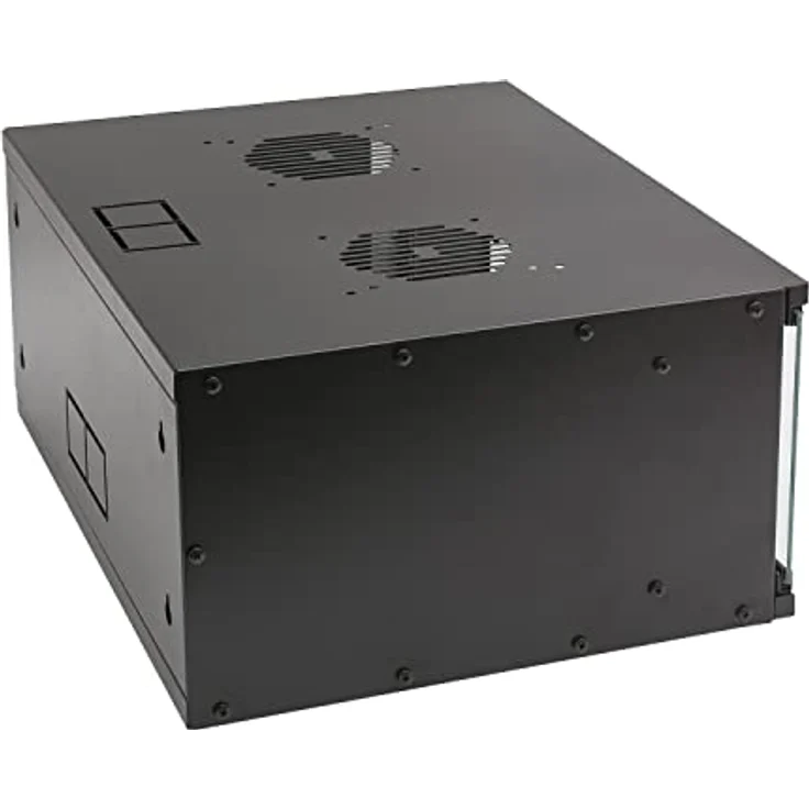 HMF 65704-02 Netzwerkschrank, Serverschrank 19 Zoll | 4 HE | 400 mm Tiefe | Glastür | Schwarz - Preisvergleich – Bild 2