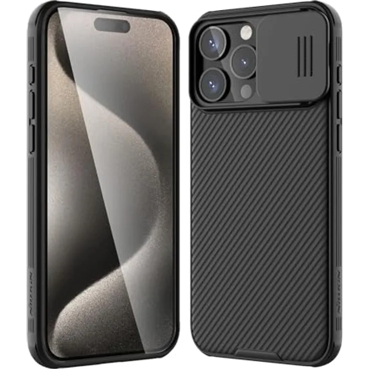 Nillkin CamShield Hülle für Apple iPhone 15 Pro Max - Back Cover mit Kamera Slider Schwarz
