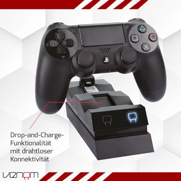 Venom Twin Docking Station, lädt zwei Dualshock 4 Controller gleichzeitig ohne Kabel, mit LED Anzeige - Playstation 4 – Bild 4