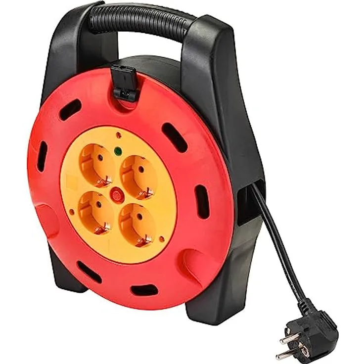 Sygonix SY-4928908 Kabeltrommel 10.00 m Schwarz Schutzkontakt-Stecker, 4fach Schutzkontaktsteckdose, Überhitzungsschutz