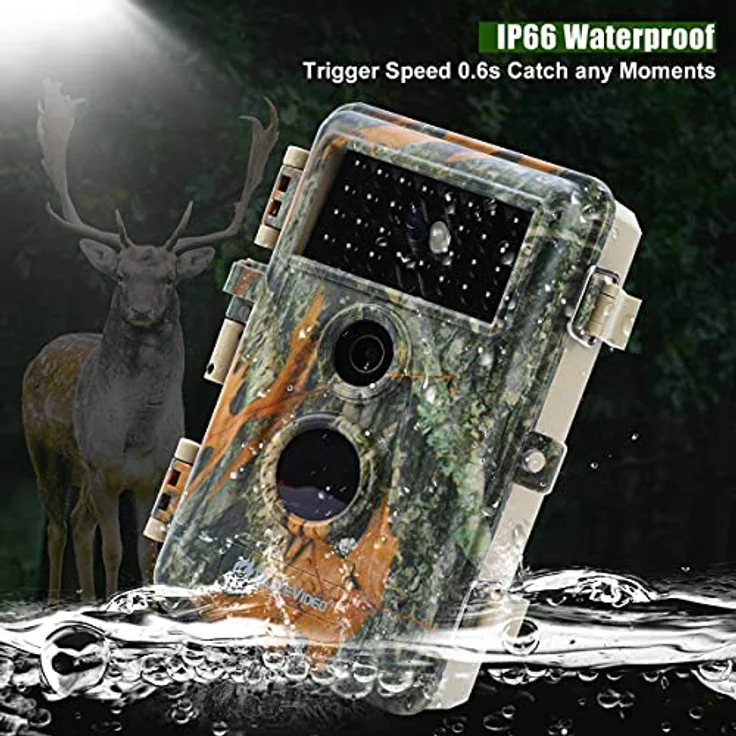 BlazeVideo 32MP Wildkamera Nachtsichtkamera Wildtier Kamera mit 1296P H.264 MPV Video, Bewegungmelder Nachtsicht Zeittraffer, IP66 Wasserdicht und 2,4" Bildschirm – Bild 2