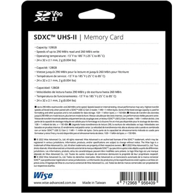 Wise SDXC UHS-II V90 128GB WISE, Speicherkarte – Bild 3