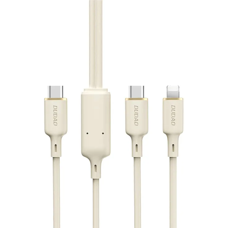 Dudao L7SF 2in1-Kabel, USB-C auf USB-C/Lightning, 100 W, 1,2 m, beige