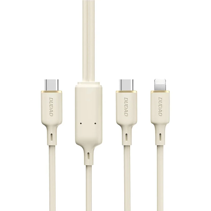 Dudao L7SF 2in1-Kabel, USB-C auf USB-C/Lightning, 100 W, 1,2 m, beige