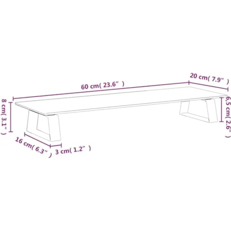 vidaXL Monitorständer mit Stauraum, Monitorerhöhung aus Hartglas und Metall, ergonomisch, Weiß 60x20x8cm – Bild 3