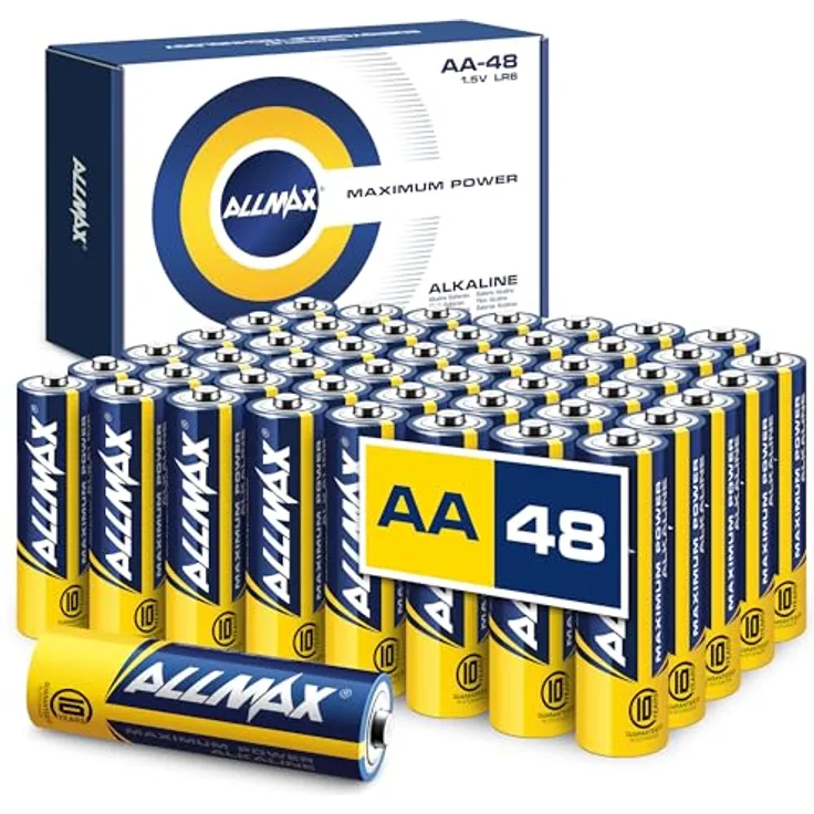 ALLMAX AA Mignon (LR6) Maximum Power Alkaline Batterien, 48 Stück – Ultra-langlebig, auslaufsicher, 10 Jahre Haltbarkeit, 1,5 V