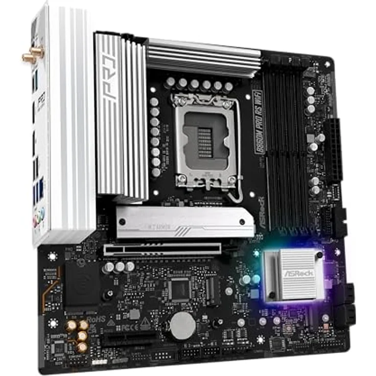 ASRock B860M Pro RS Wifi 1851 mATX HDMI/DP DDR5 Mainboard, Intel XMP support, Dual DDR5-5600, WiFi 6E & Bluetooth 5.3, Realtek RTL8125BG 2.5 Gigabit LAN, HDMI 2.1, schwarz – Bild 5