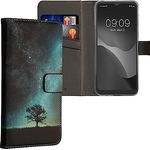 kwmobile Wallet Case kompatibel mit Motorola Moto E13 Hülle - Cover mit Ständer und Kartenfächern - Galaxie Baum Wiese Blau Grau Schwarz - Preisvergleich