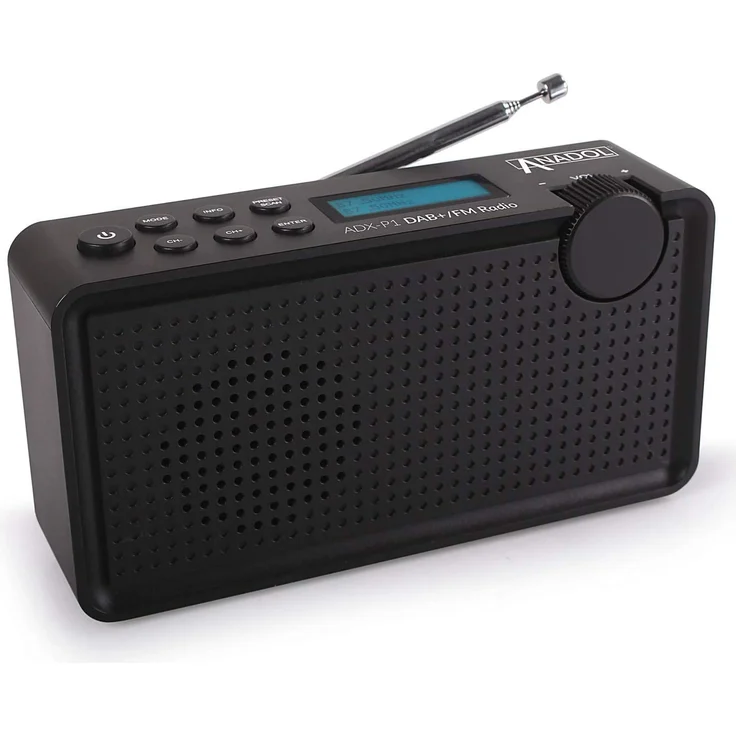 Anadol ADX-P1 DAB/DAB+/UKW/FM Radio - 20 Senderspeicherplätze, tragbar, zweizeiliger LCD-Display, Sleep-Timer, Akku & Netzbetrieb, Lautsprecher & Kopfhöreranschluss, USB-Ladekabel - schwarz – Bild 1