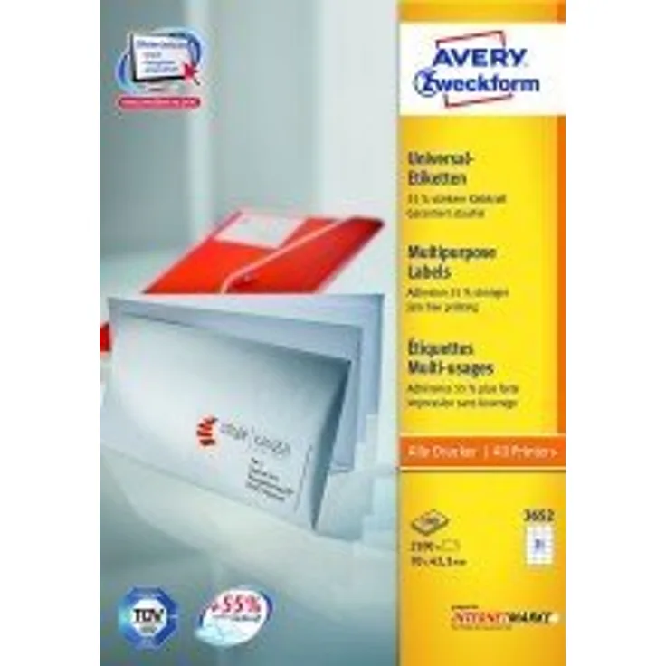 Zweckform 3652 Avery Etiketten 70 x 42.3mm weiß