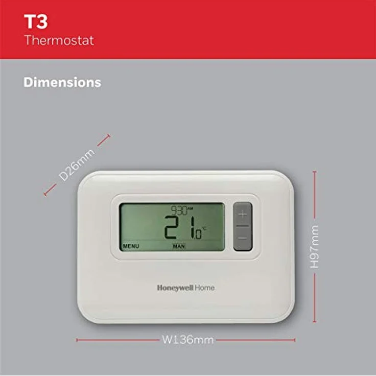 Honeywell Home T3C110AEU Raumthermostat Wand Tagesprogramm, Wochenprogramm, 5 bis 35°C – Bild 4
