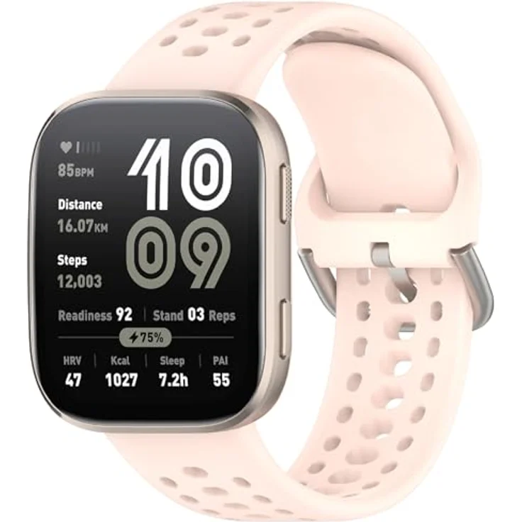 GIOPUEY Armband für Amazfit Bip 6/Bip 5/5 Unity/Balance/Balance 2, Weiches Silikon, Verschleißfest und Atmungsaktiv, pink – Bild 1