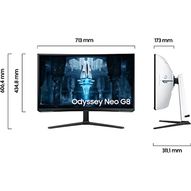 Samsung Odyssey Neo G8 Gaming Monitor S32BG850NU, 32 Zoll, VA-Panel, 4K UHD-Auflösung, AMD FreeSync Premium Pro, 1 ms Reaktionszeit, Bildwiederholrate 240 Hz, Front Schwarz, Rückseite Weiß – Bild 2