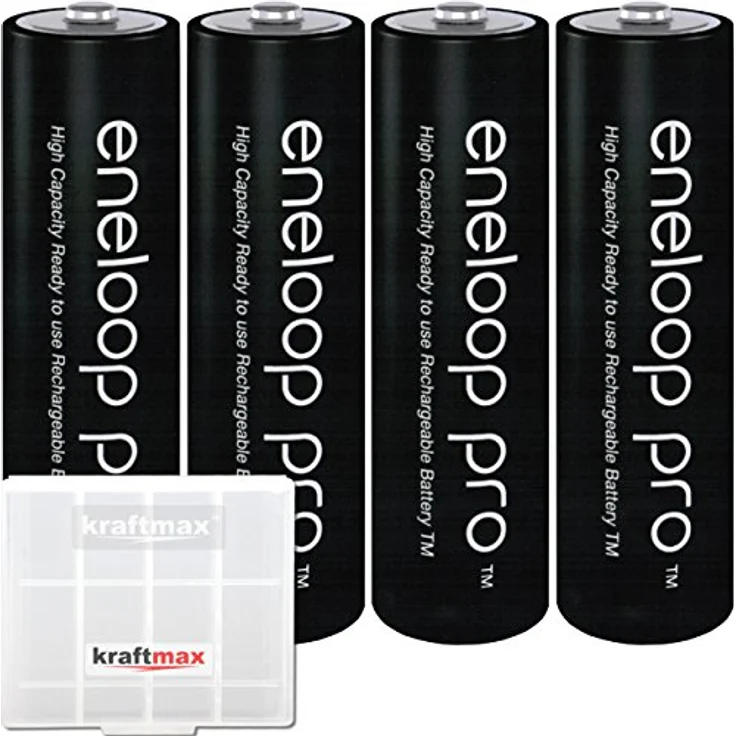 4er Pack Eneloop XX Pro Mignon AA Akkus 2550 mAh (min. 2450 mAh) HR-3UWXB inkl. hochwertiger Kraftmax Akkubox – Bild 2