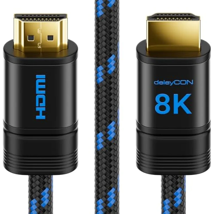 deleyCON 4m 8K HDMI 2.1 Kabel, ULTRA Highspeed, 8K@60Hz, 4K@120Hz, EARC, Schwarz – Bild 1