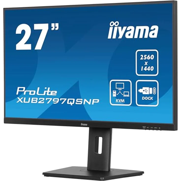 iiyama Prolite XUB2797QSNP-B1 27" IPS LED-Monitor WQHD 100Hz HDMI DP-in/Out DaisyChain USB-C Dock 96W LAN KVM-Switch schwarz - Preisvergleich – Bild 3
