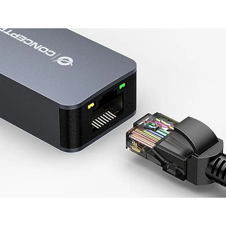 Conceptronic ABBY12G, Adapter USB-A auf RJ45, 2500 Mbit/s, Plug & Play, grau, 0.15m – Bild 3