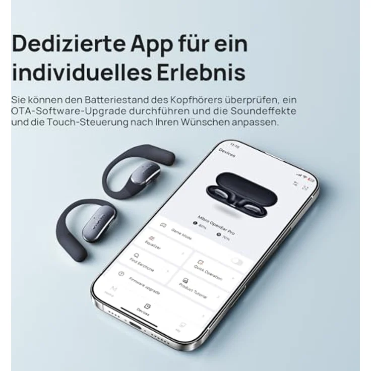 Mibro Open-Ear-Kopfhörer 30 Stunden Akkulaufzeit, Bluetooth 5.4, IPX4 wasserfest, Schnellladung, Mikrofon, Schwarz – Bild 2