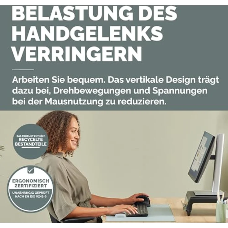 Fellowes Breyta Plus+ Ergonomische Maus, Kabelgebunden und Kabellos, Schwarz, für Rechtshänder*innen mit ergonomischer Handform – Bild 2