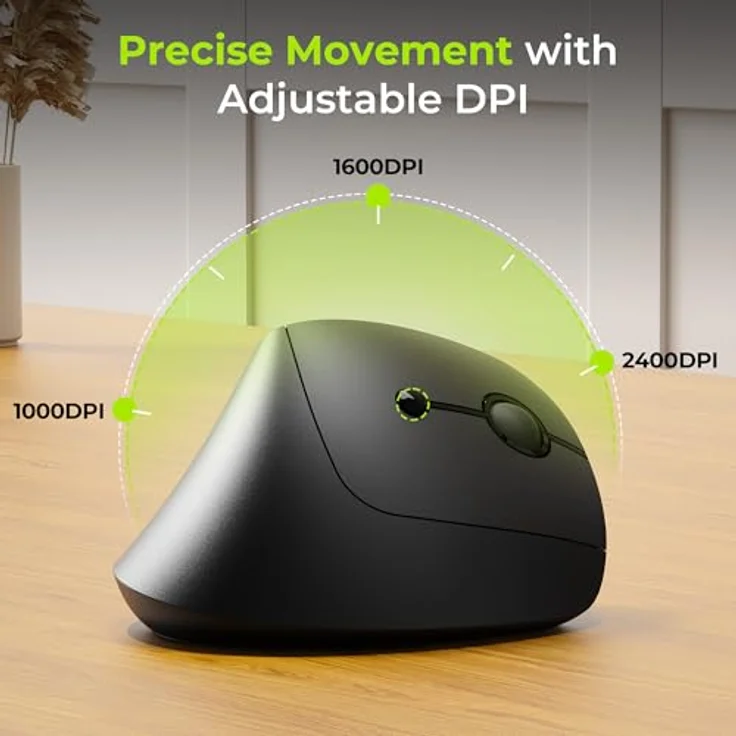 seenda MOU200 Ergonomische Vertikale Maus, Kabellos via USB + Dual-Bluetooth, Multi-Device Wireless Mouse für bis zu 3 Geräte, Schwarz – Bild 4