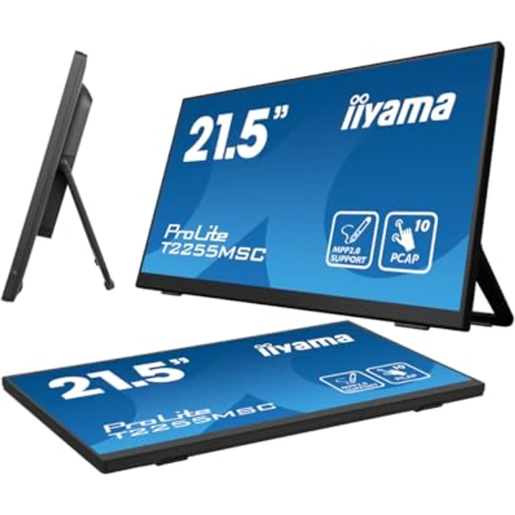 iiyama ProLite T2255MSC-B1 21,5" IPS LED Monitor Full-HD 10-Punkt Multitouch kapazitiv HDMI DP USB3.0 7H MPP2.0 schwarz – Bild 5