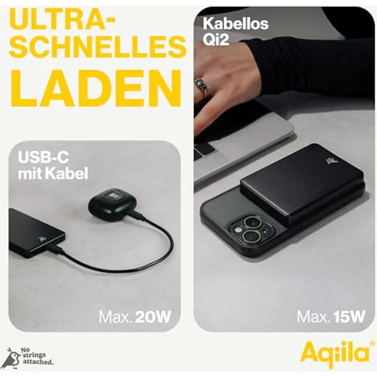 Aqiila Powerbank Powerbird QB5, 20 W Akku-Recharger mit 5000 mAh, Schwarz – Bild 3