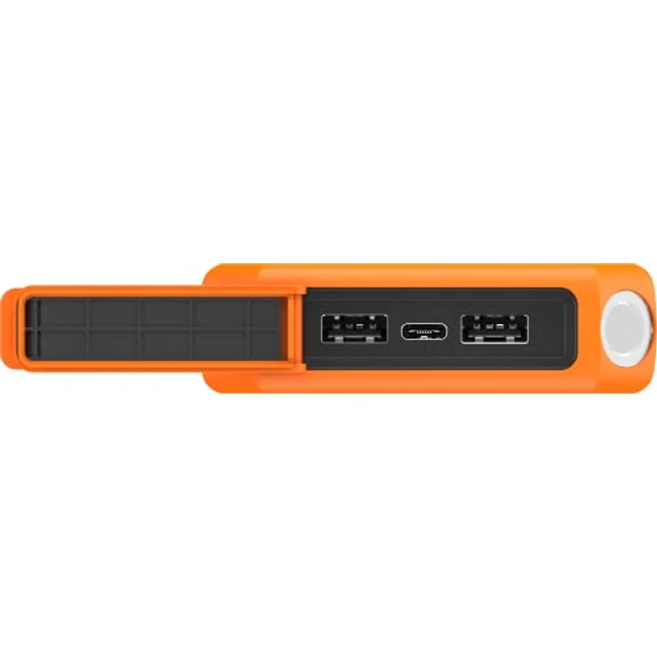 Xtorm XR201 Power Bank Rugged 10.000, USB-C-Power-Delivery, 2X USB-Anschlüsse, Quick Charge 3.0, Wasserdicht IP65 inkl. Taschenlampe, Schwarz/Orange – Bild 3