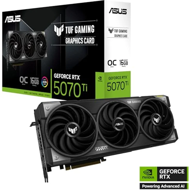 ASUS TUF Gaming GeForce RTX 5070 Ti 16GB GDDR7 OC Edition Gaming Grafikkarte, Nvidia GeForce RTX5070 Ti DLSS 4, 3,6-Slot Design, PCIe 5.0, 3x DisplayPort 2.1b, 2x HDMI 2.1b, TUF-RTX5070TI-O16G-GAMING – Bild 2