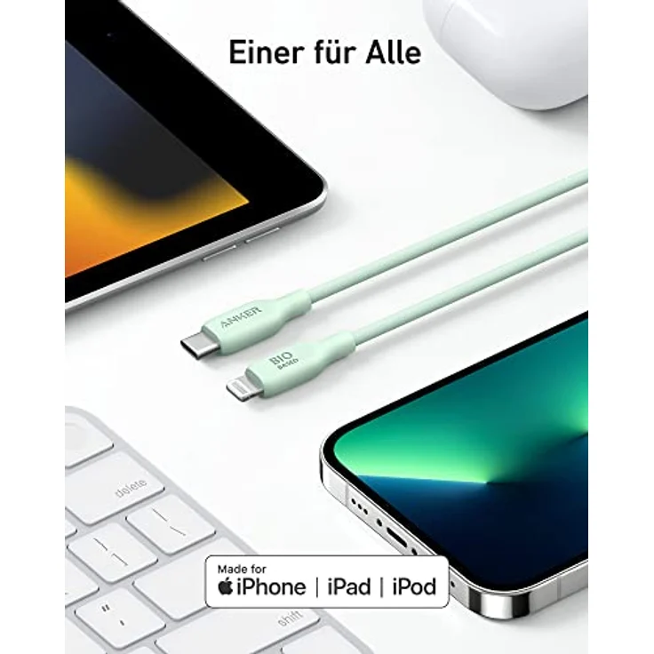 Anker USB-C auf Lightning Kabel, 541 Kabel (Naturgrün, 180cm), MFi zertifiziert, Bio Schnellladekabel für iPhone 14 14 Pro 14 Pro Max 13 13 Pro 12 11 X XS XR 8 Plus (Ohne Netzteil) – Bild 4