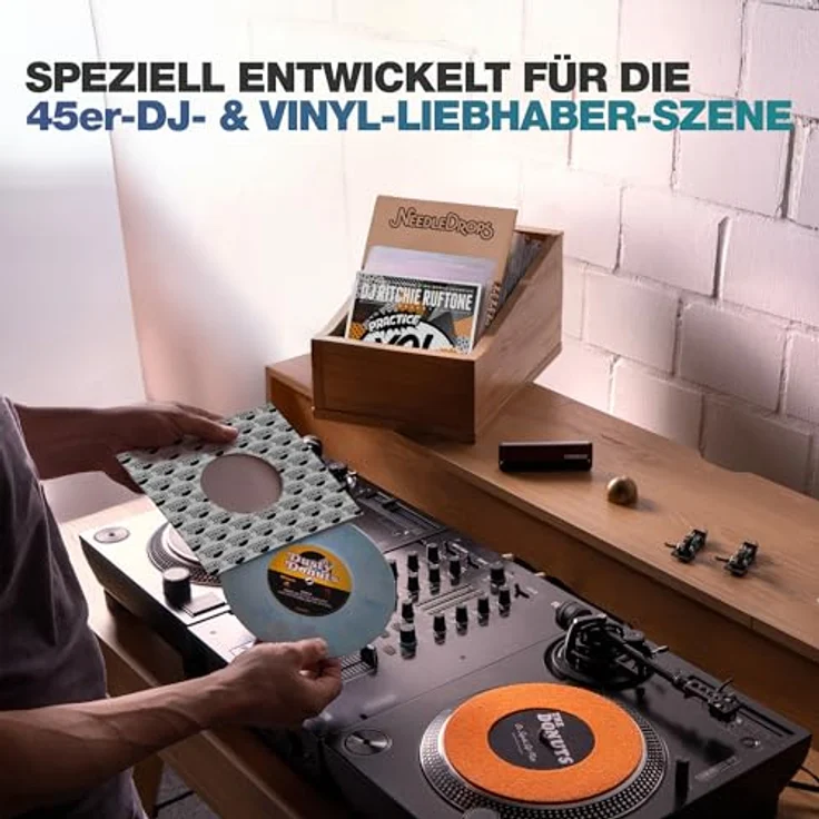 Reloop Plattenspieler RP-7, professionelles 7-Zoll-DJ-Plattenspielersystem mit Direktantrieb, schwarz – Bild 8