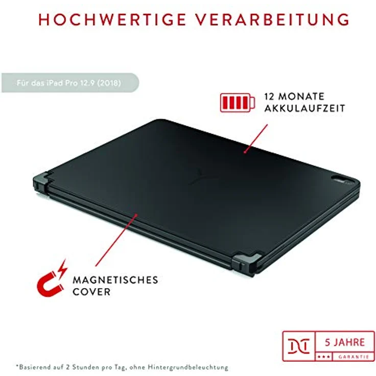 BRYDGE 12.9 Pro, Hochwertige Bluetooth Tastatur aus Aluminium, deutsches Layout QWERTZ, für das iPad Pro 12.9 (2018 & 2020), inklusive magnetischem iPad Cover, space grau – Bild 6