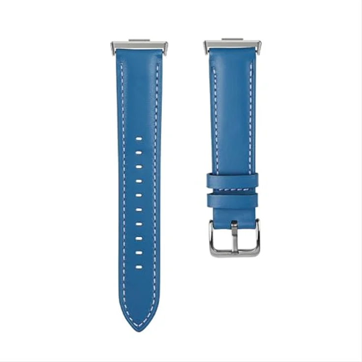 GIOPUEY Echtleder Armband für Huawei Watch Fit 3/4/4 Pro, verschleißfest und atmungsaktiv - Blau – Bild 2