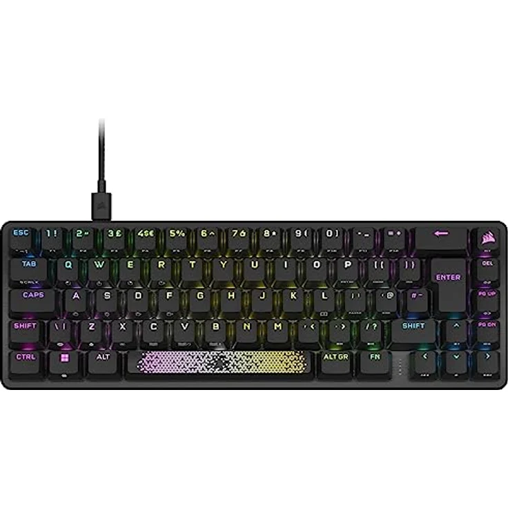 Corsair K65 PRO Mini RGB 65% Optisch Mechanische Gaming Tastatur - OPX Schalter - PBT Double-Shot Keycaps - iCUE-Kompatibel - QWERTZ DE Layout - Schwarz – Bild 1
