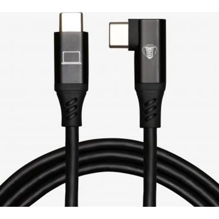 Cobra CobraTether USB-C Kabel 10m, Schwarz, 90° abgewinkelter Anschluss, USB 3.2 Gen 1, 5 Gb/s Datenübertragung