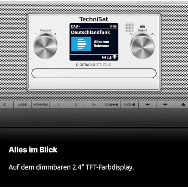 TechniSat DIGITRADIO 372 CD IR – Stereo Internetradio mit DAB+, UKW, CD-Player, WLAN, Bluetooth, Farbdisplay, USB, AUX und App-Steuerung - Silber – Bild 4