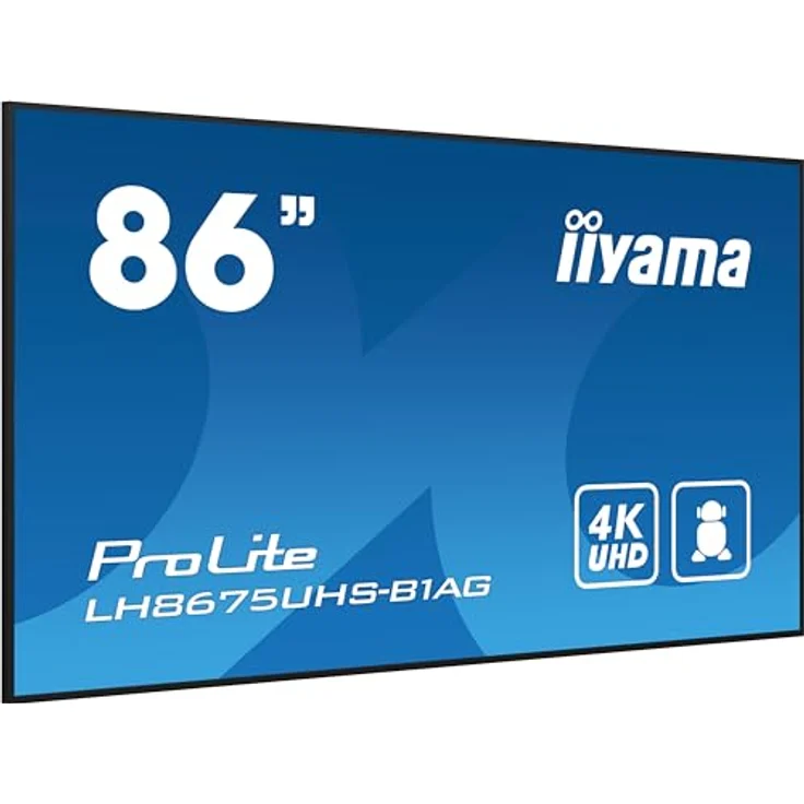 iiyama Prolite LH8675UHS-B1AG 217cm 85,6" Digital Signage Display IPS LED Panel 4K UHD HDMI DP in/Out USB2.0 RS-232c RJ45 Mediaplayer Android-OS WiFi SDM-L Micro-SD 24/7 schwarz, professionelles Großformat-Display mit Android OS und 24/7 Betriebszeit – Bild 1