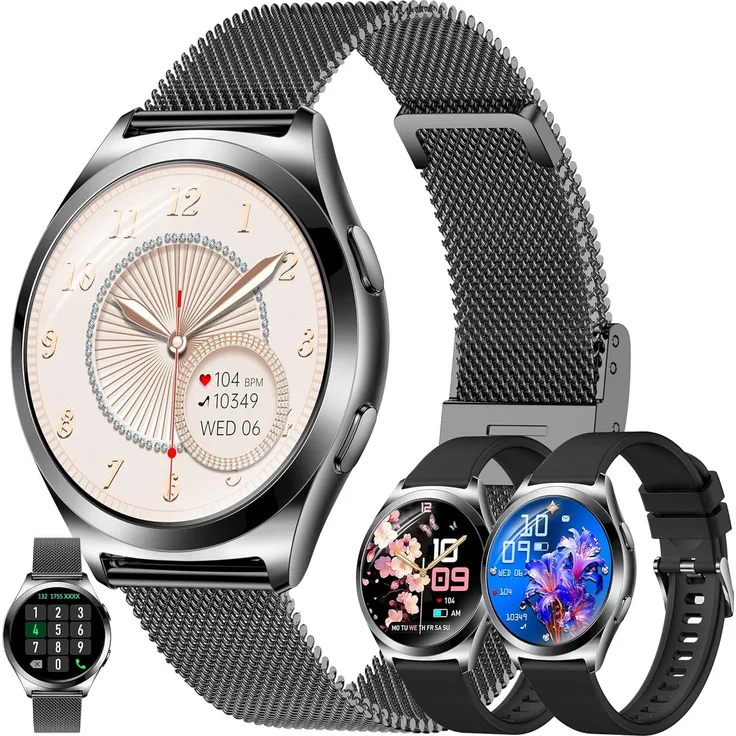 SGDDFIT Damen Smartwatch 1.27 Zoll HD Display, Fitness Uhr mit Telefonfunktion, Bluetooth Anrufen, IP68 wasserdicht, Herzfrequenz- und Schlafmonitor, Schrittzähler