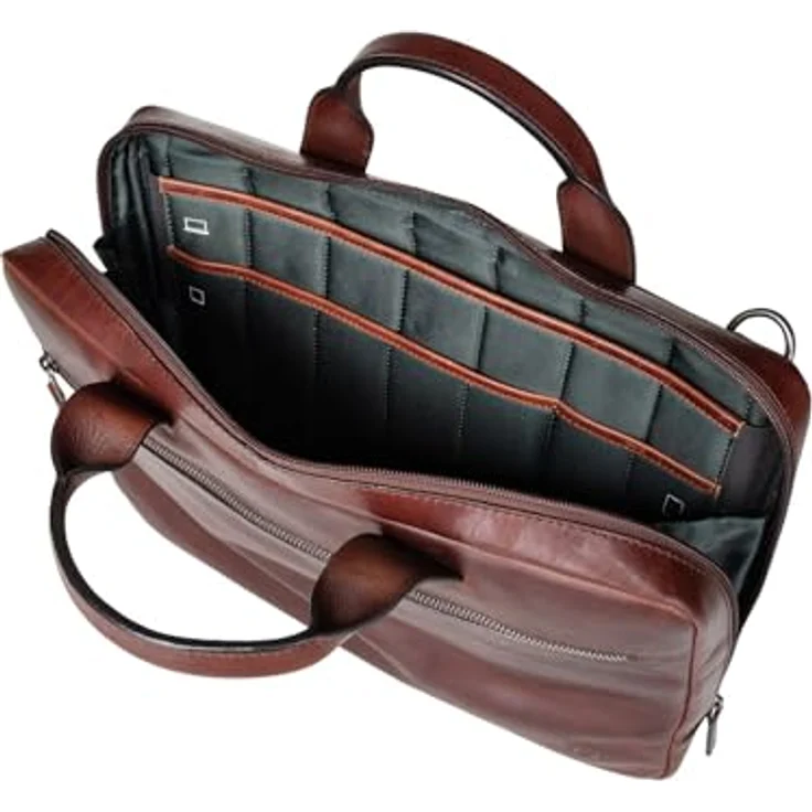 Jost Aktentasche Lund Business S, langlebige Laptoptasche aus geöltem Pull-up-Leder mit drei gepolsterten Fächern für Laptop, Tablet und Smartphone, braun – Bild 4