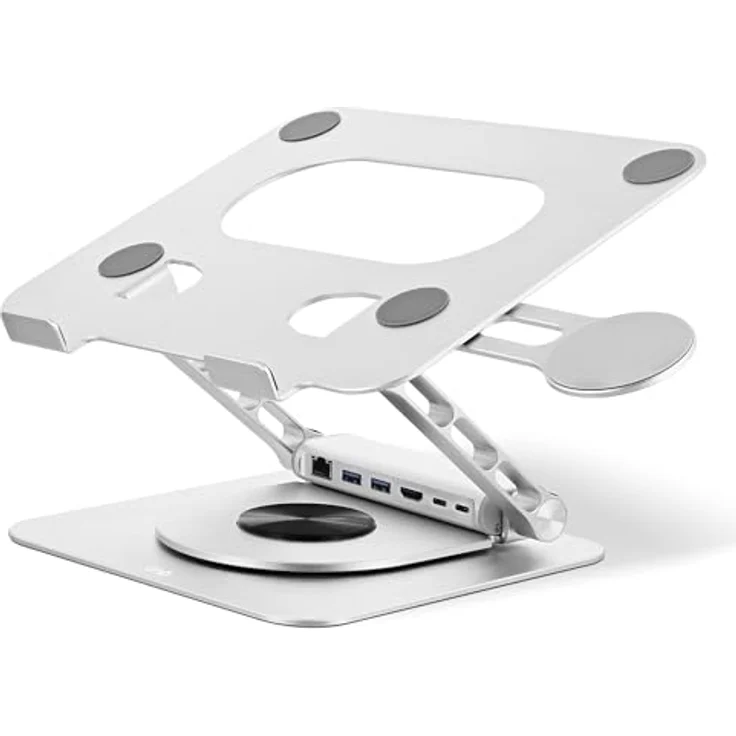 T'nB iClick 360° Verstellbarer Aluminium Notebook-Ständer bis 17 Zoll mit abnehmbarem 6-in-1 USB-C Hub und MagSafe-Telefonhalterung – Bild 1