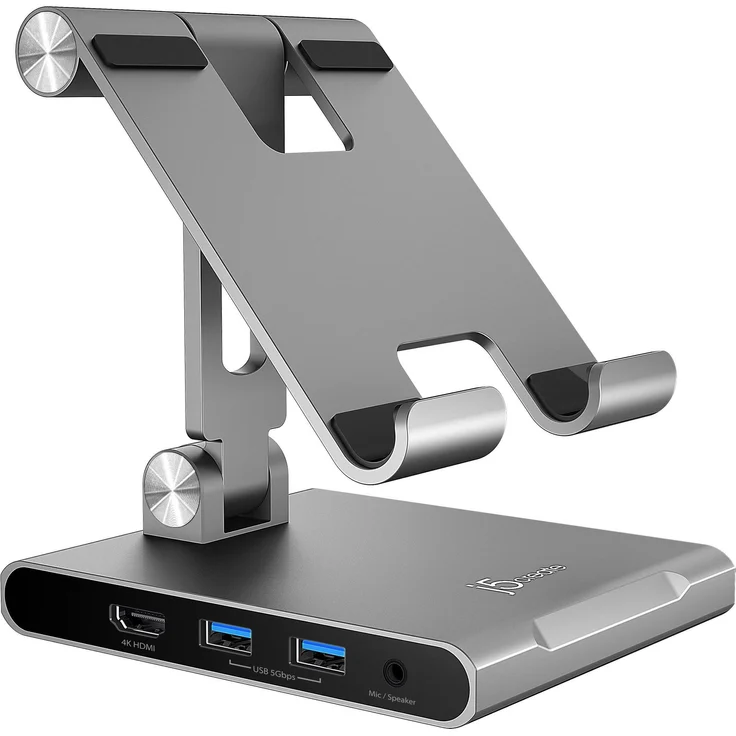 j5create JTS224-N Ständer mit Dockingstation für iPad Pro®, USB-C 3.2, HDMI, blau