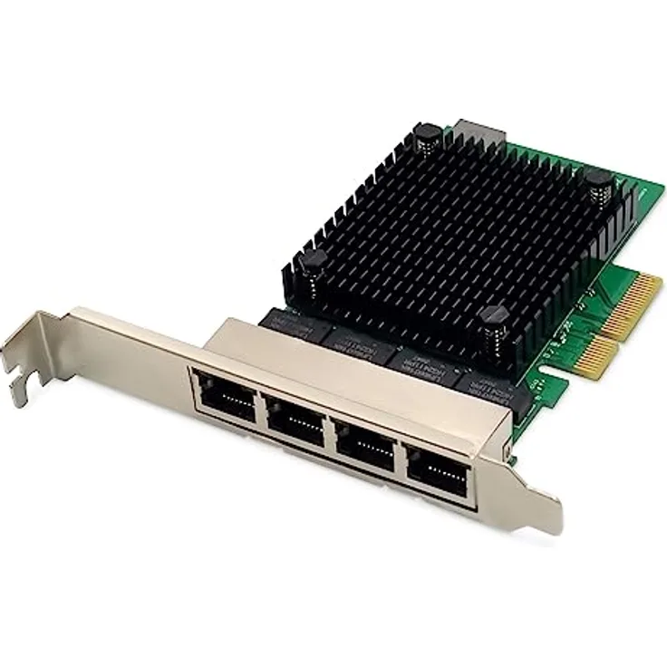 DIGITUS 2.5 Gigabit Ethernet Server Netzwerkkarte - 4 Port RJ45 - RTL8125B - 10/100/1000/2500 Mbps, PCI-Express x4, Schwarz