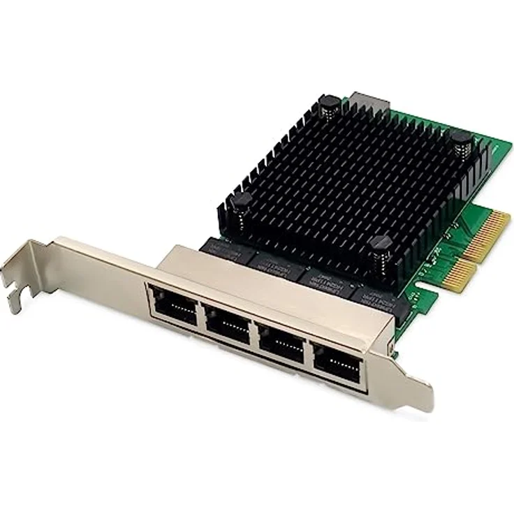 DIGITUS 2.5 Gigabit Ethernet Server Netzwerkkarte - 4 Port RJ45 - RTL8125B - 10/100/1000/2500 Mbps, PCI-Express x4, Schwarz – Bild 1