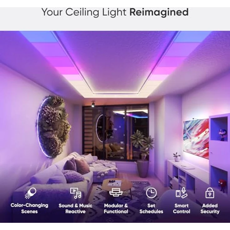 Nanoleaf Skylight Erweiterungs-Kit, 1 zusätzliche LED Deckenleuchte - RGBCW Deckenlampe, 16 Mio. Farben, Musik & Bildschirm Sync, WLAN, Apple Home Alexa Google Home - Weiß – Bild 3